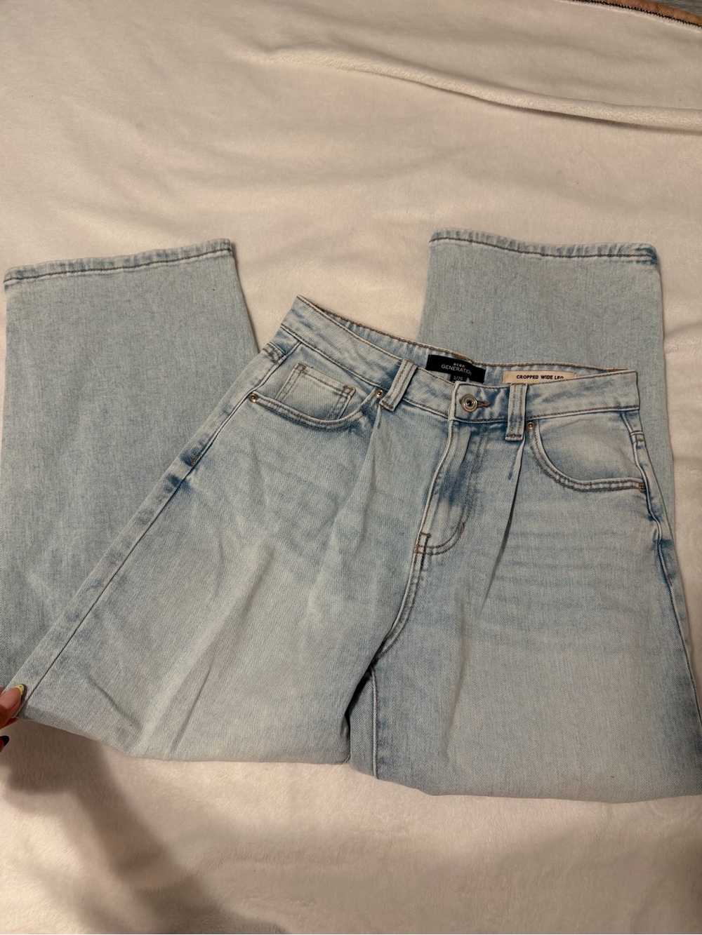 BCBGeneration Light Blue Cropped Wide Leg Jeans